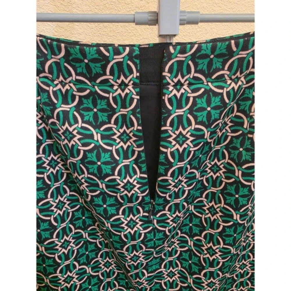 J.‎ Crew Pencil Skirt Women's Size 6 Green Black Geometric Print Career Office